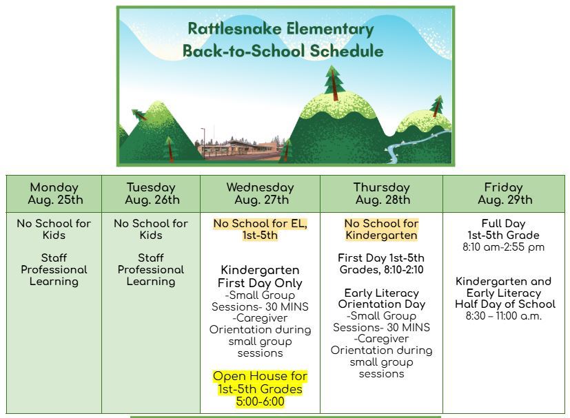  An image of mountains and a school with a schedule